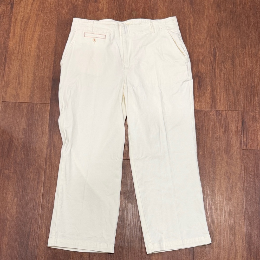 Anthropologie Cream Straight Leg Pants